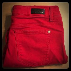 Red skinny jeans